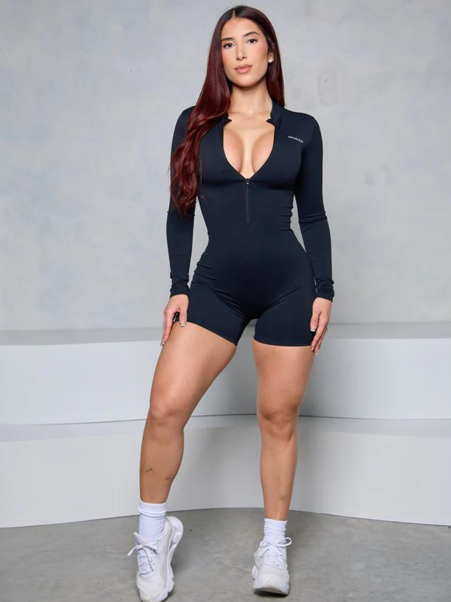 Macaquinho Manga Longa Com Zíper Modern Waffle Trainer - FITNESS