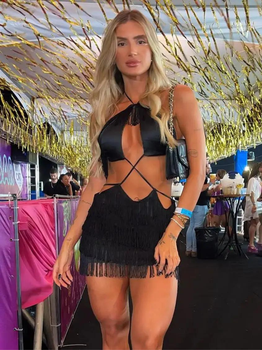 Vestido com Franjas e Amarrações Modern Pandora