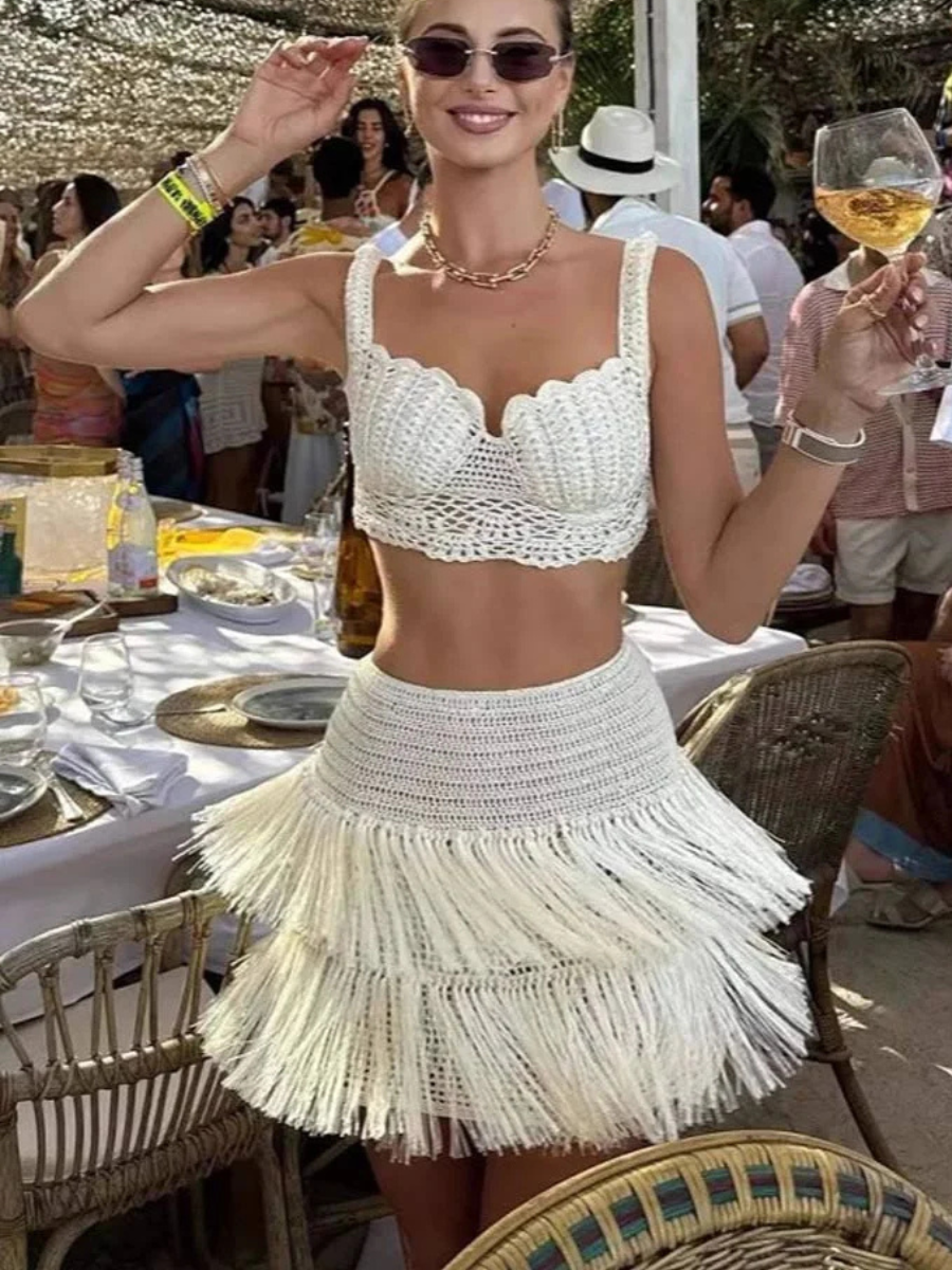 Conjunto Cropped e Saia Tricô Modern Gaia - OÁSIS