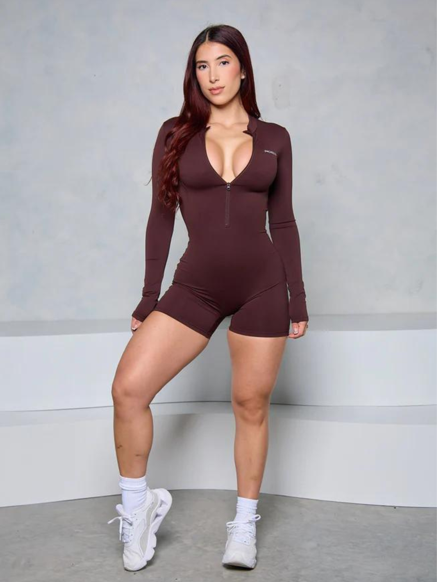 Macaquinho Manga Longa Com Zíper Modern Waffle Trainer - FITNESS