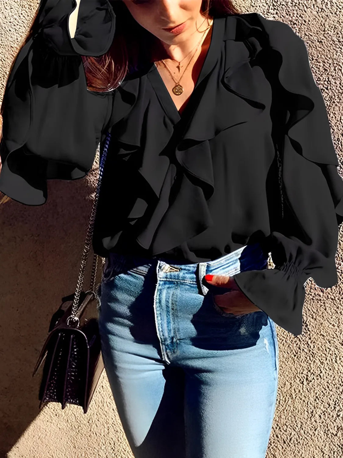 Camisa Feminina com Babados Boho Chique Modern Maribel