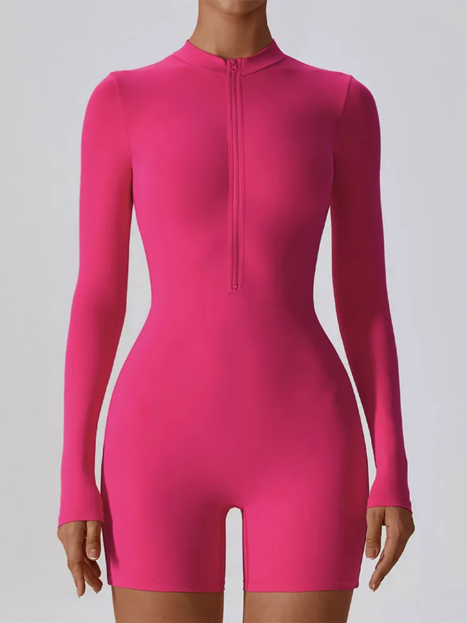 Macaquinho Manga Longa Com Zíper Modern Waffle Trainer - FITNESS