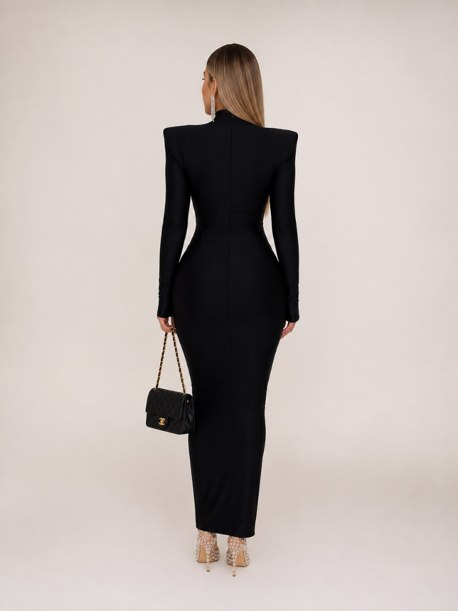 Vestido Midi Manga Longa Tubinho Modern Rubi