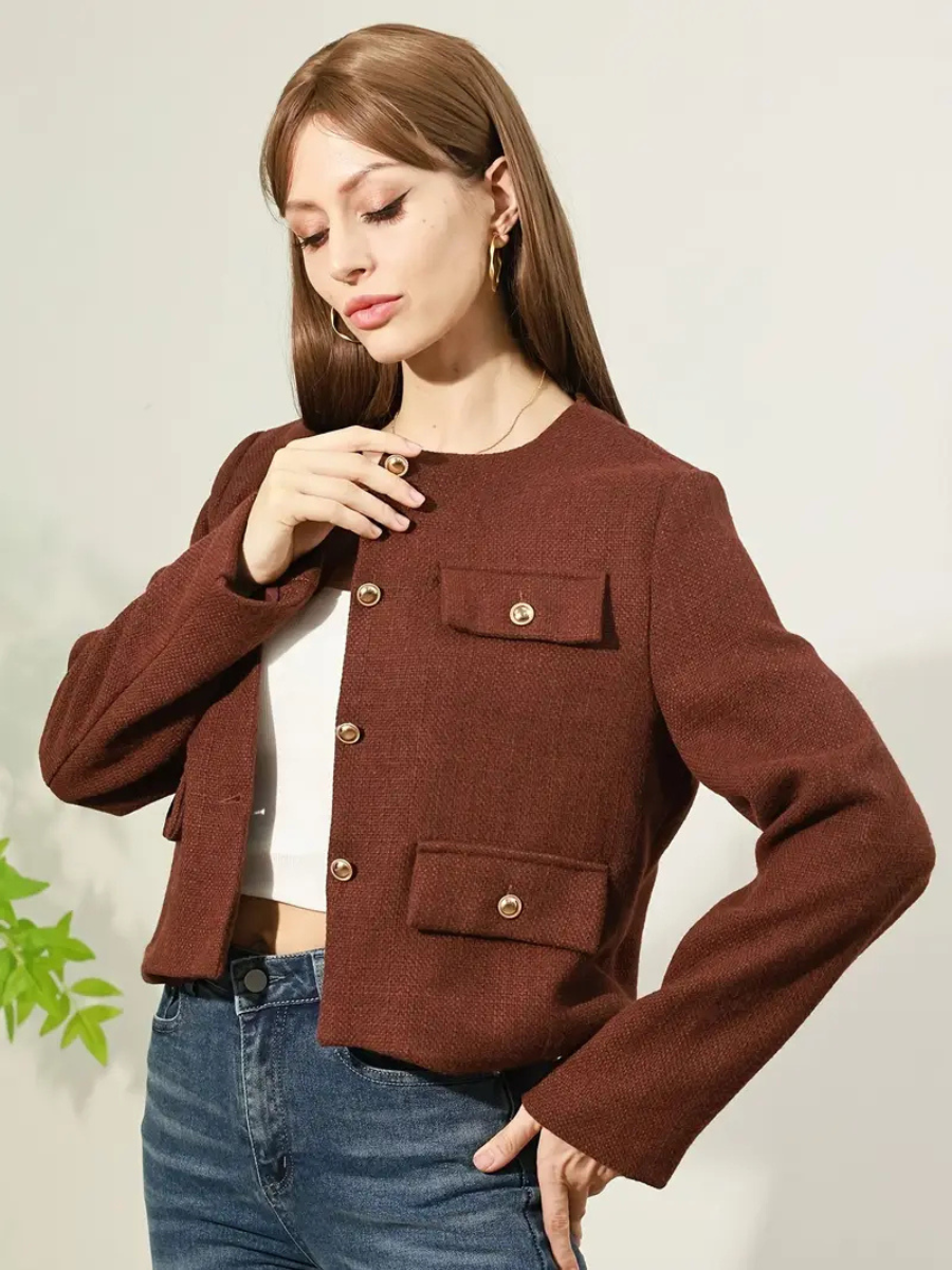 Casaco Feminino com Bolsos Modern Michele