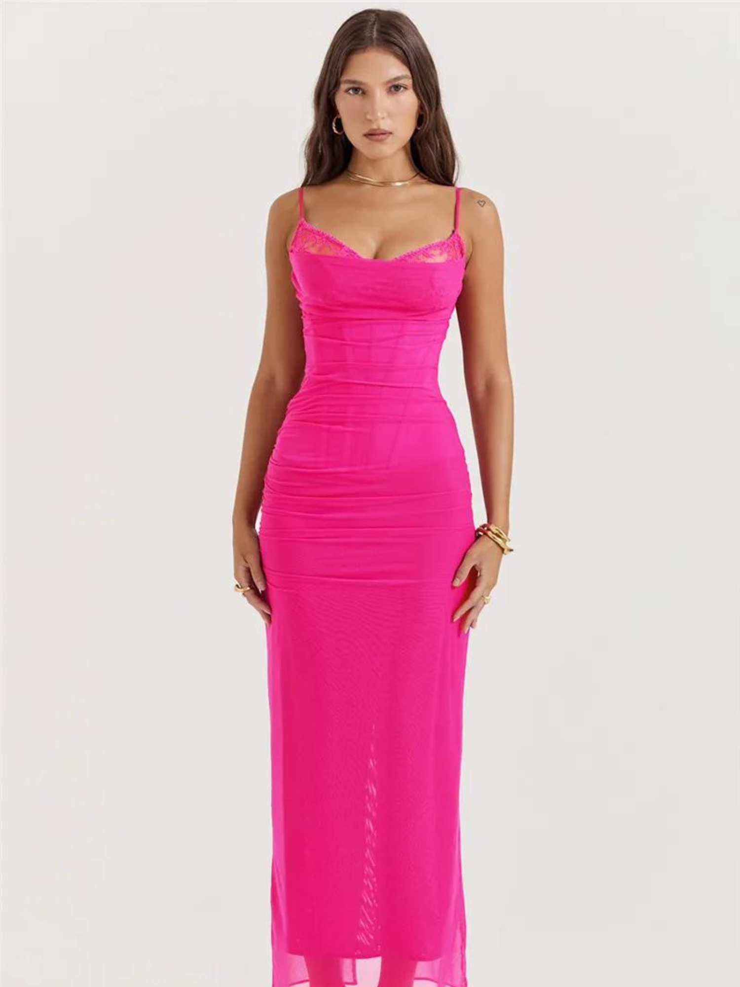 Vestido Longo com Espartilho em Camada Dupla de Tule Modern Luxury - GOLDEN ERA