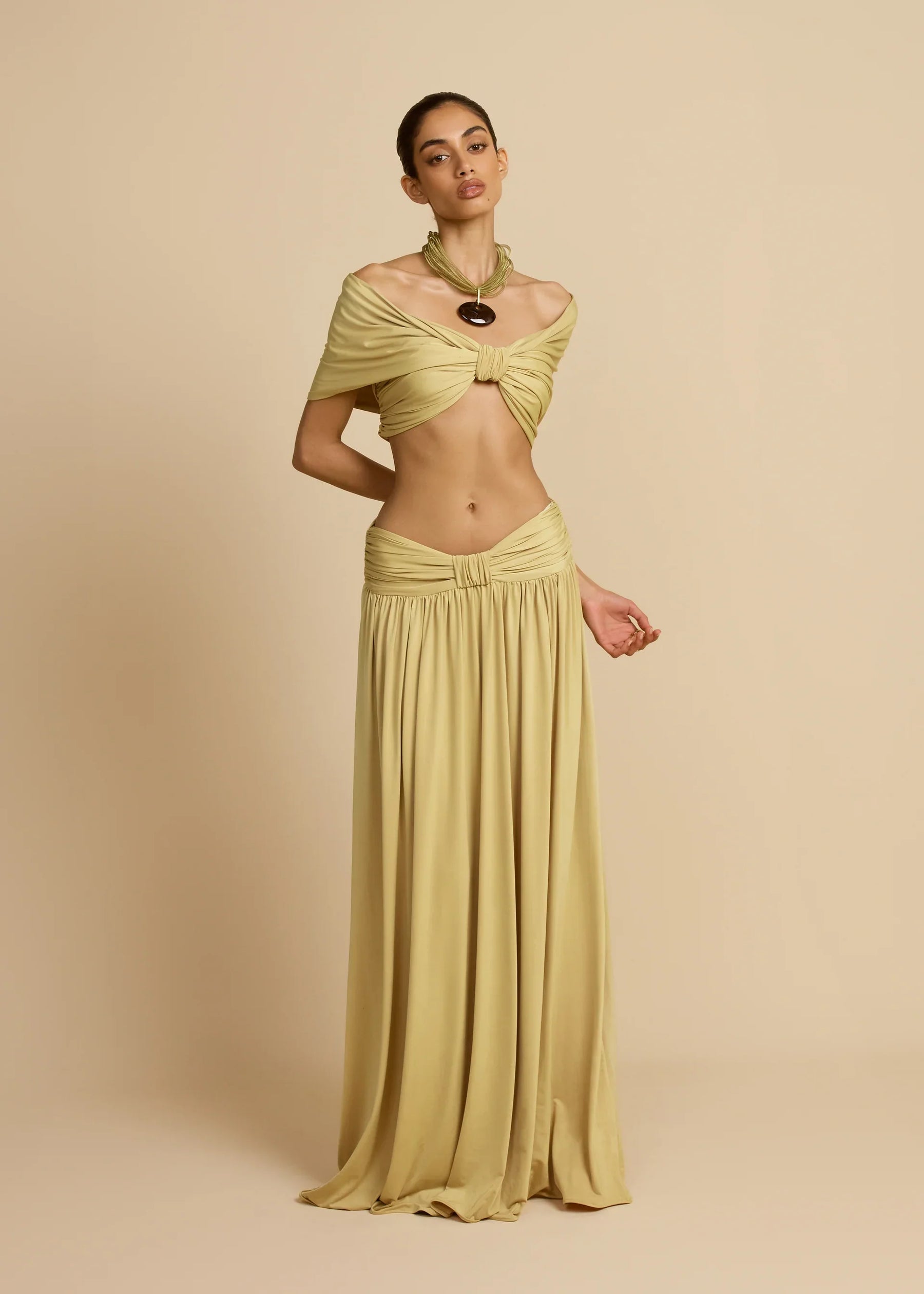 Conjunto Cropped e Saia Longa Modern Dalene