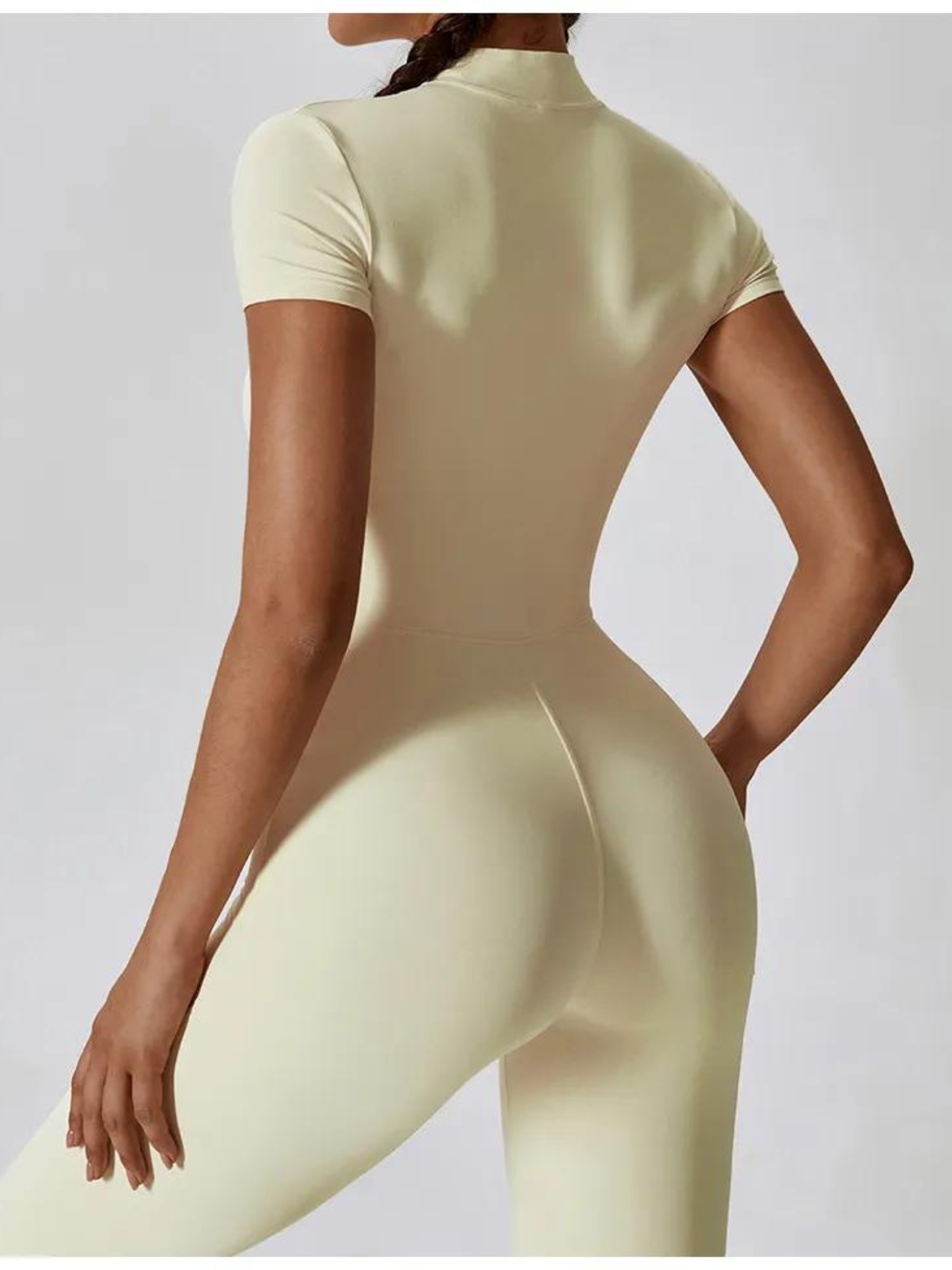 Macacão Longo Manga Curta com Zíper Modern Waffle - FITNESS