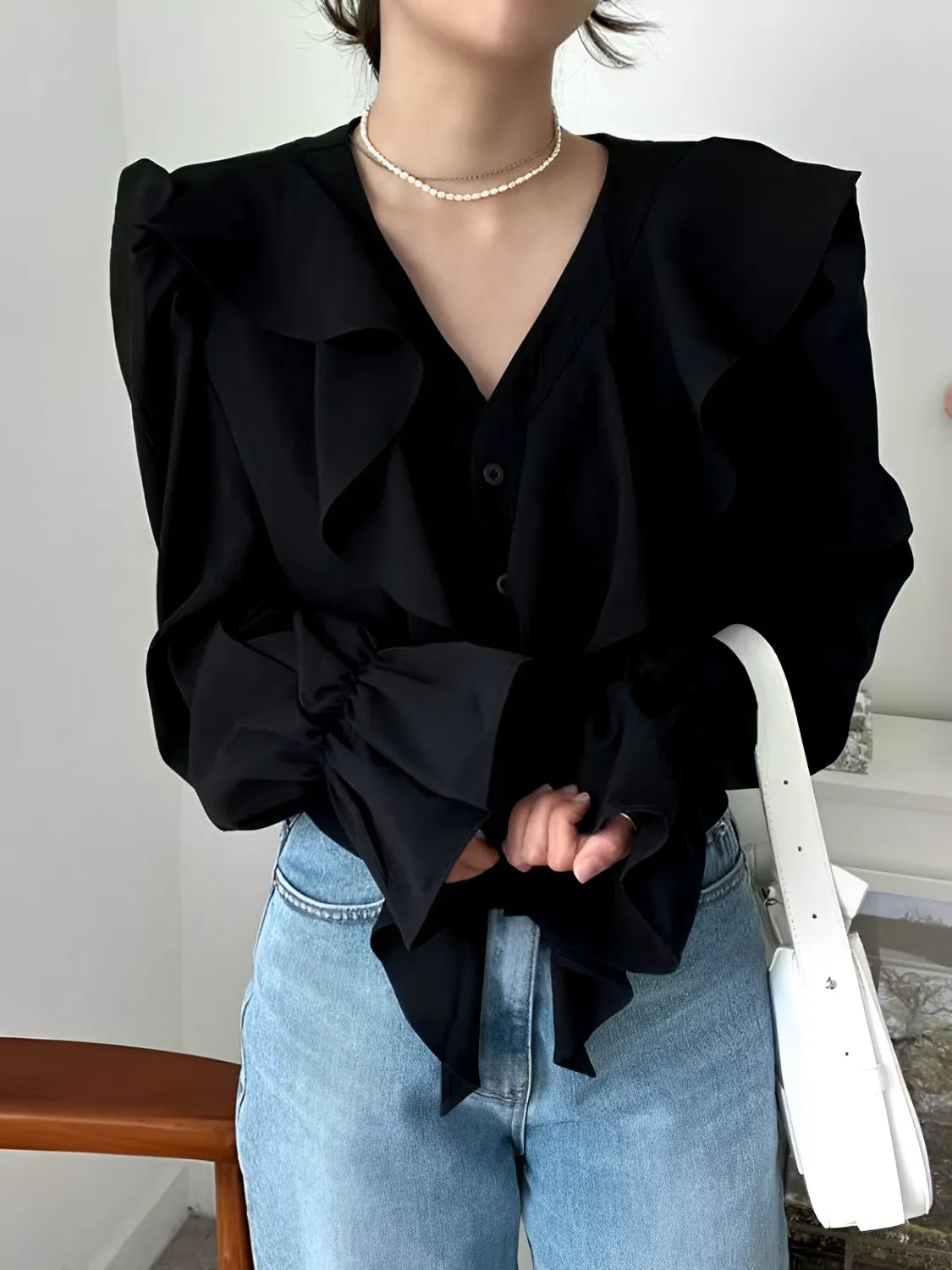 Camisa Feminina com Babados Boho Chique Modern Maribel