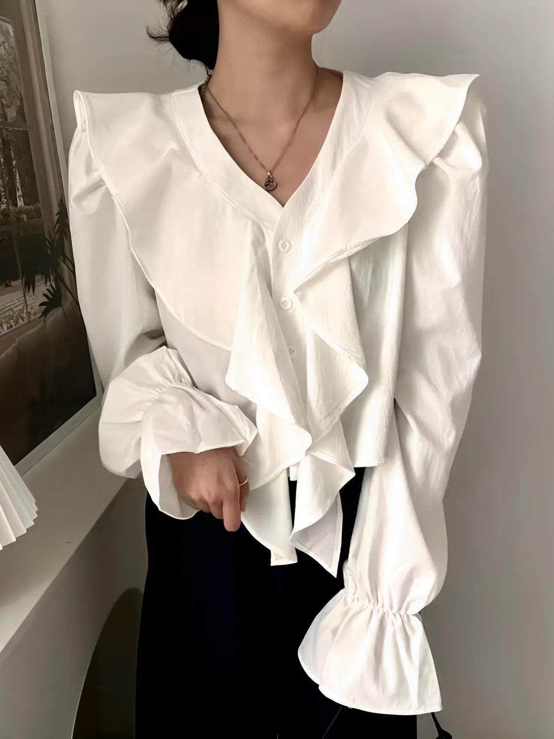 Camisa Feminina com Babados Boho Chique Modern Maribel