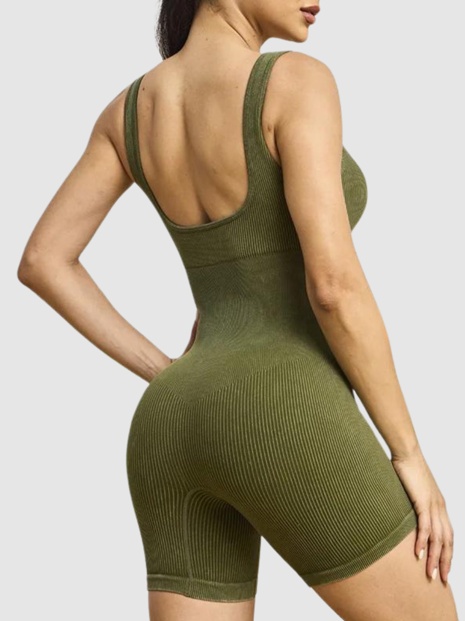 Macaquinho Modelador Modern Suit Fit Slim Canelado - Com Compressão e Lavagem Destonado