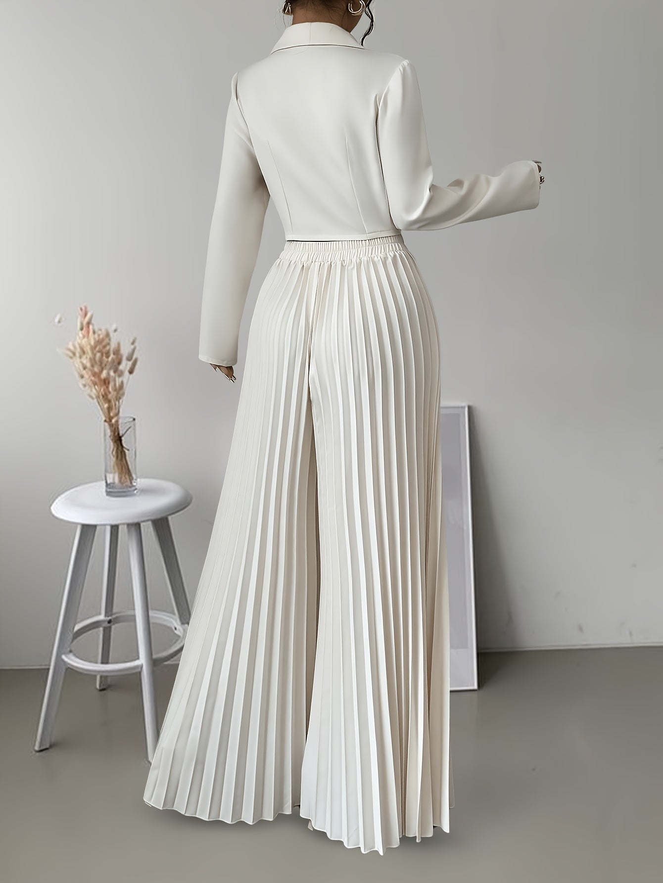 Conjunto Feminino Blazer Alfaiataria e Calça Pantalona Plissada Modern Aura