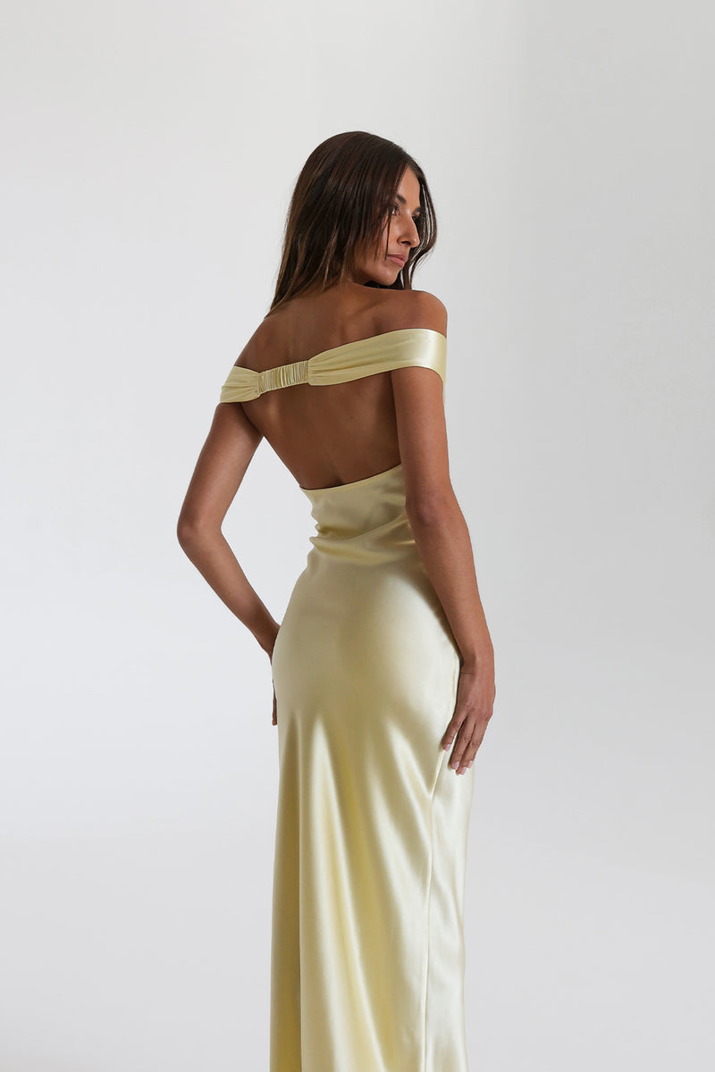Vestido Longo Ombro a Ombro Cetim Jaine