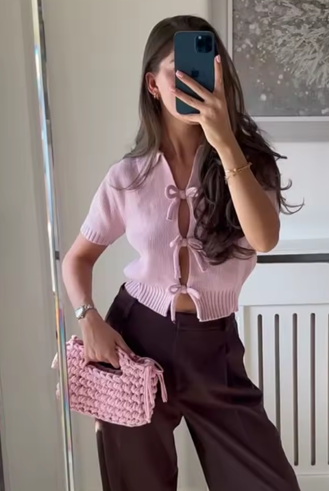 Blusa Tricô Manga Curta Modern Elodie