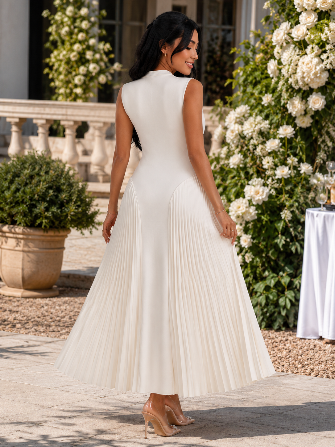 Vestido Midi Regata Plissado Modern Auren