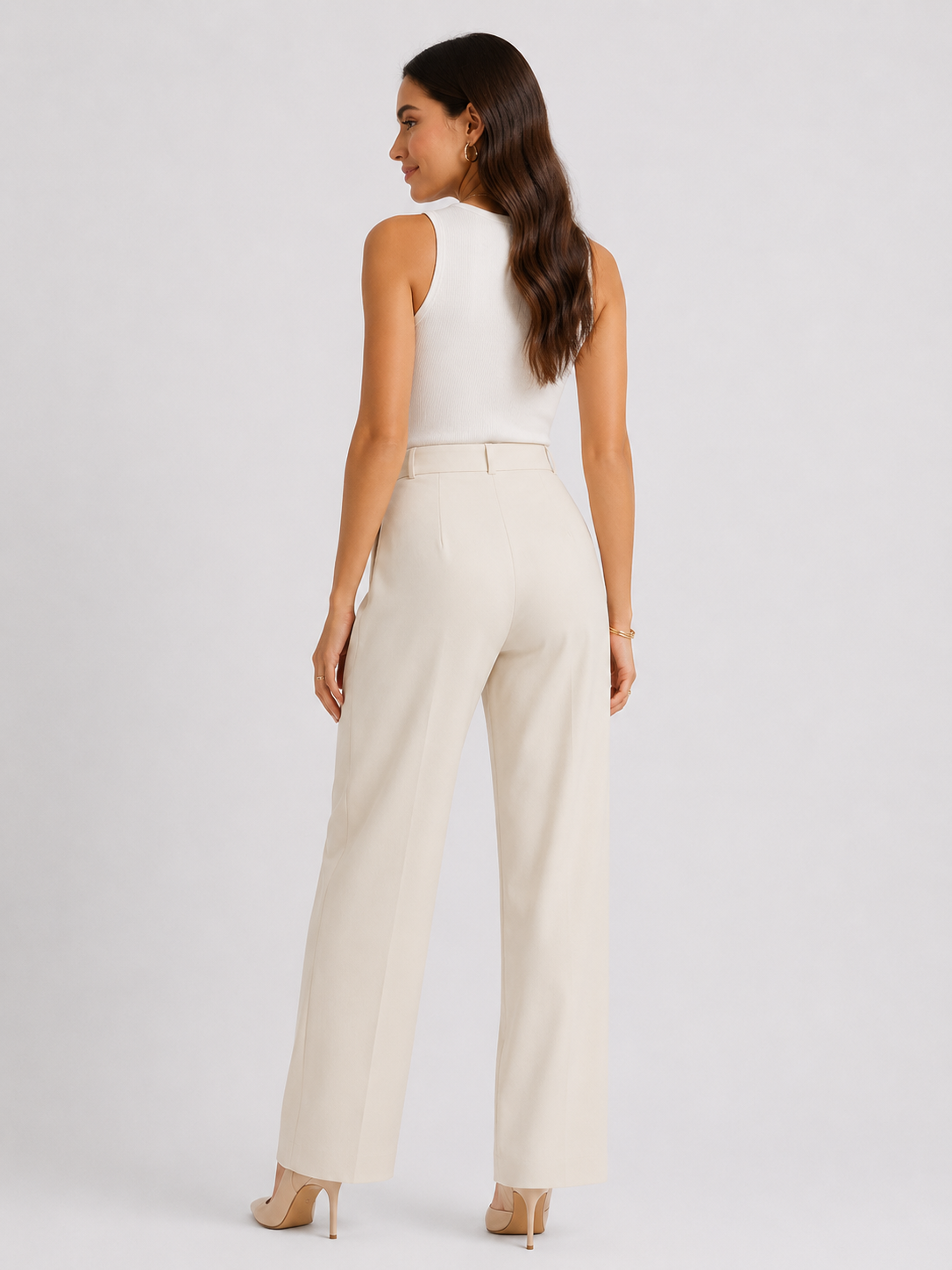 Calça Alfaiataria Modern Amanda Corte Reto Cintura Alta