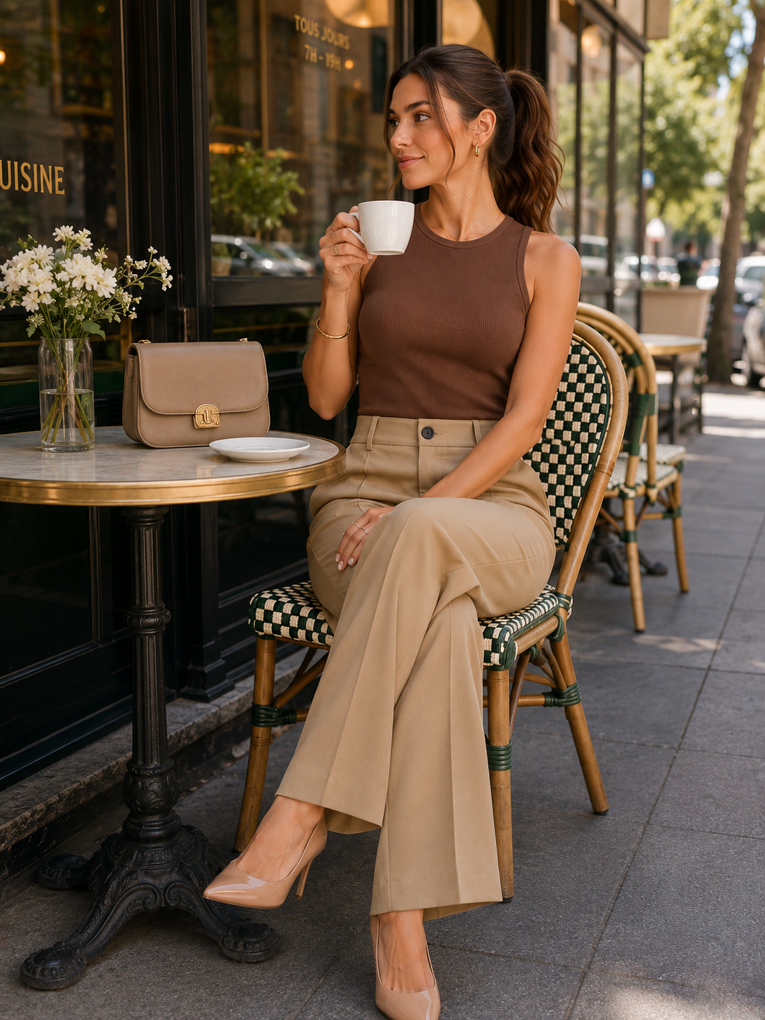 Calça Alfaiataria Modern Amanda Corte Reto Cintura Alta