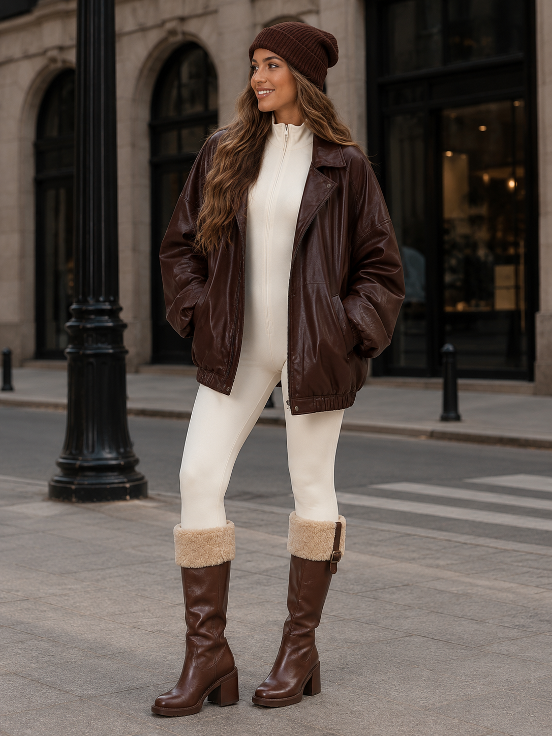 Bota Cano Longo Detalhe de Pelúcia Modern Cecília