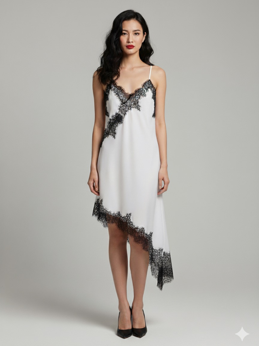 Vestido Curto Cetim Tendência Modern Daily