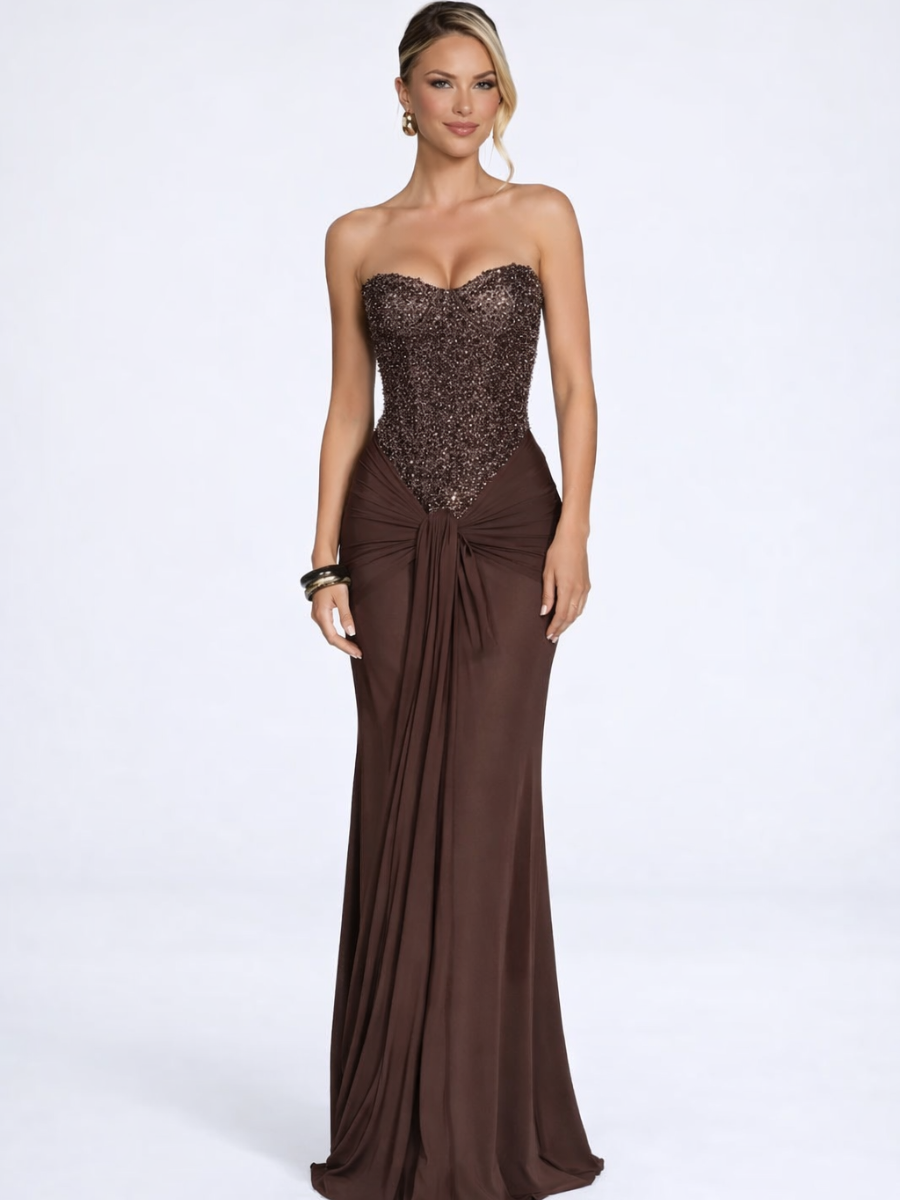 Vestido Longo Corselet de Paetê Modern Dálya