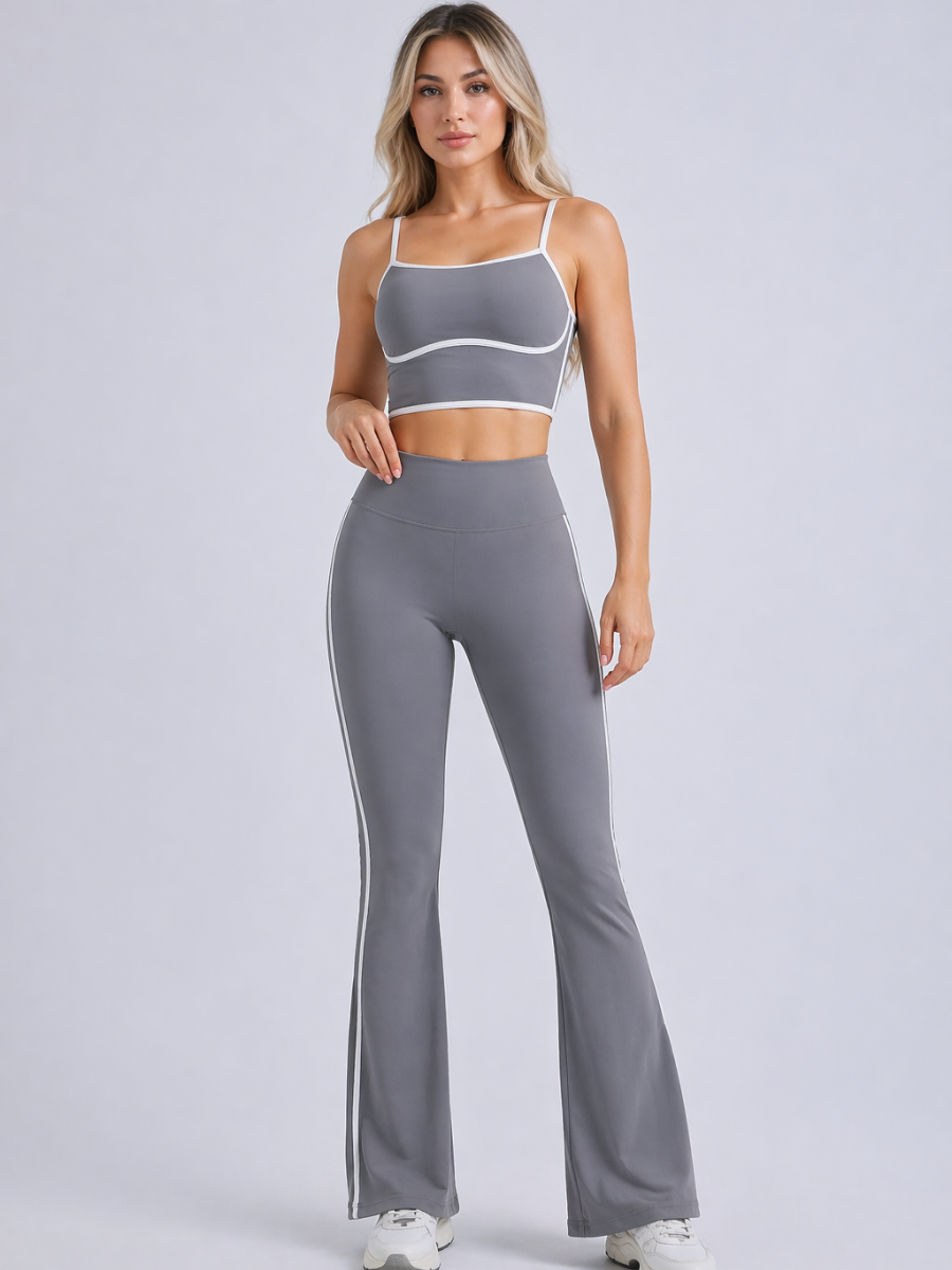 Conjunto Top e Calça Flare Cós Alto Tendência Modern Alô