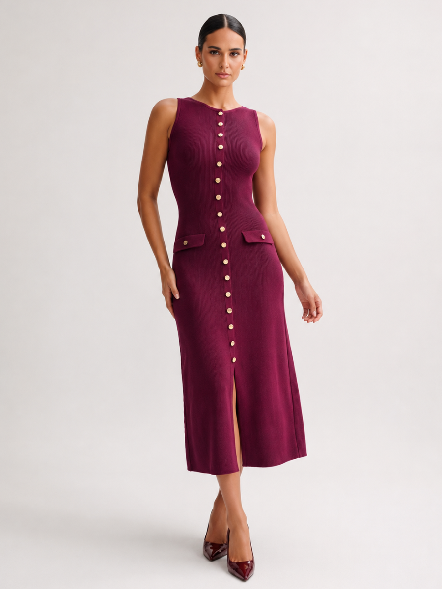 Vestido Midi Tricô Modal Alta Elasticidade Modern Jayne