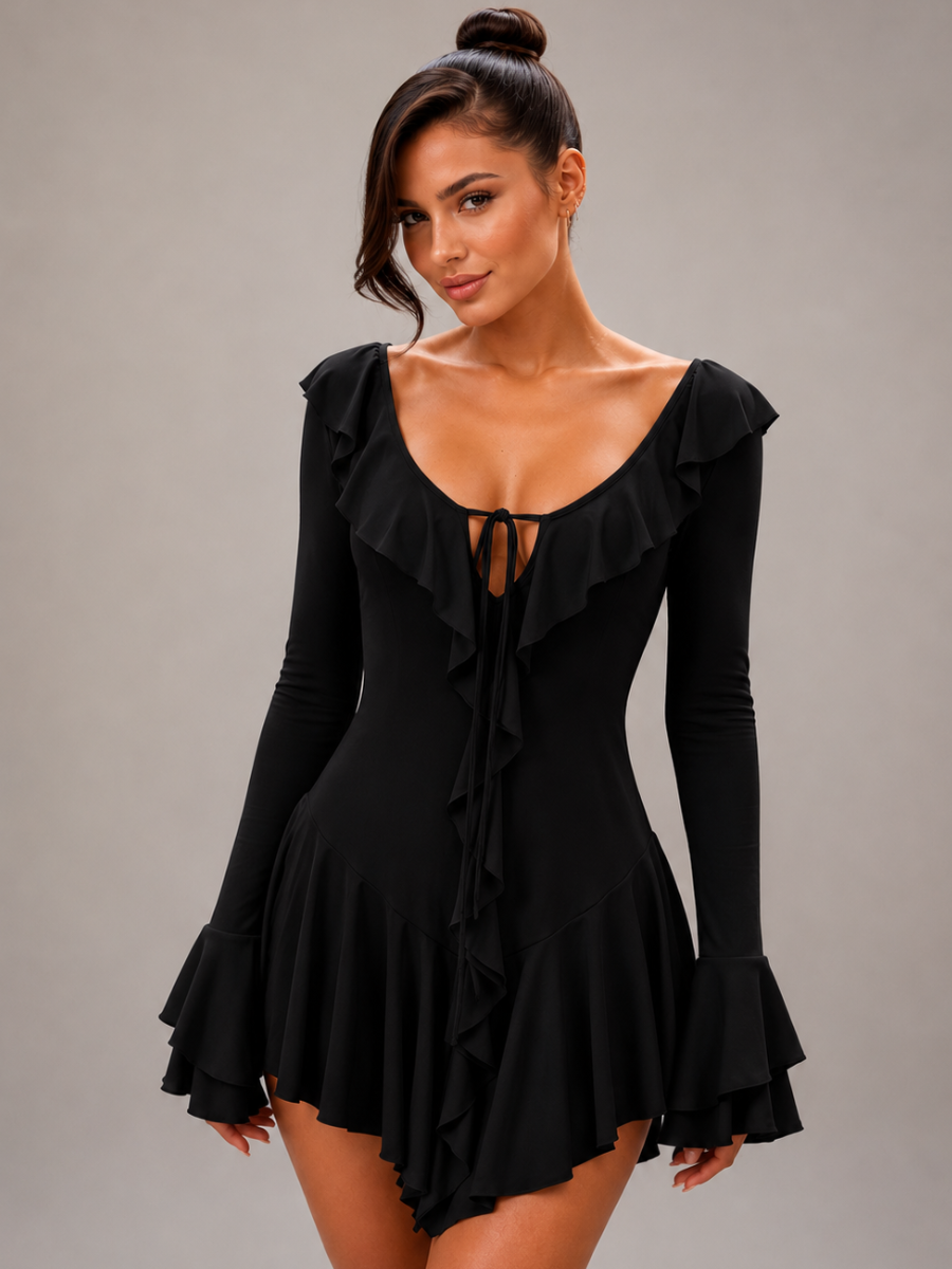 Vestido Curto Manga Longa Modern Hadassa