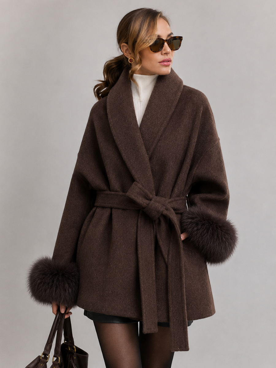 Casaco com Cinto Estilo Europeu Modern Lady