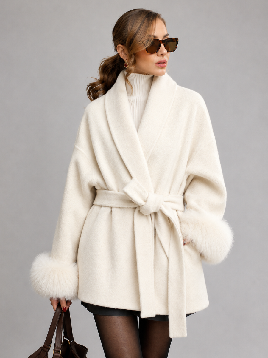 Casaco com Cinto Estilo Europeu Modern Lady