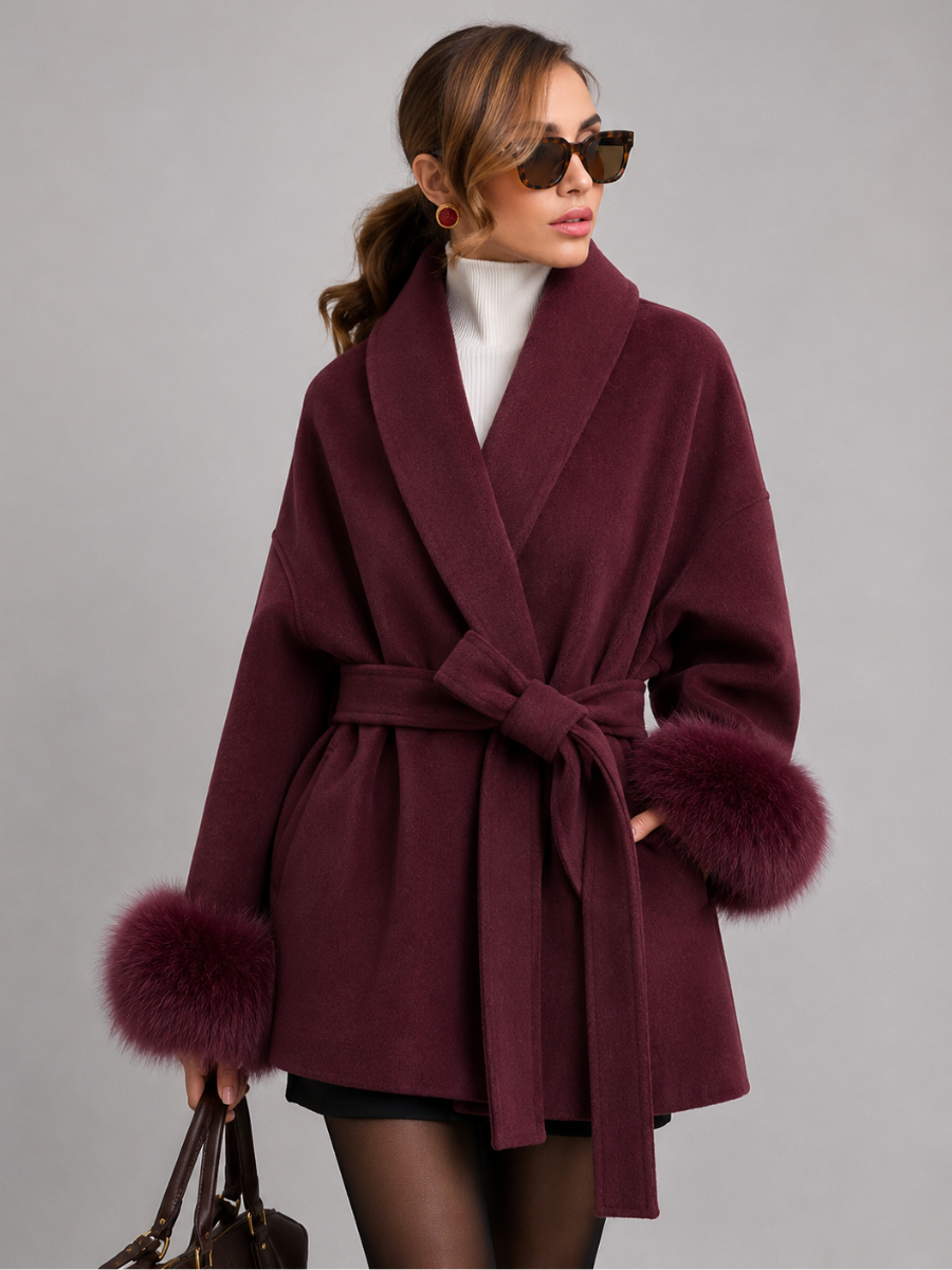 Casaco com Cinto Estilo Europeu Modern Lady