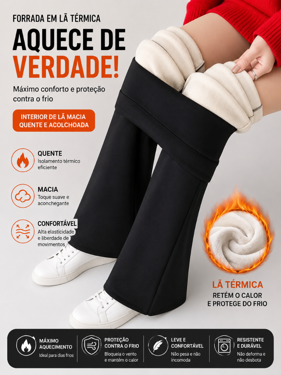 Calça Flare Feminina Forrada em Lã Térmica Modern Alaska