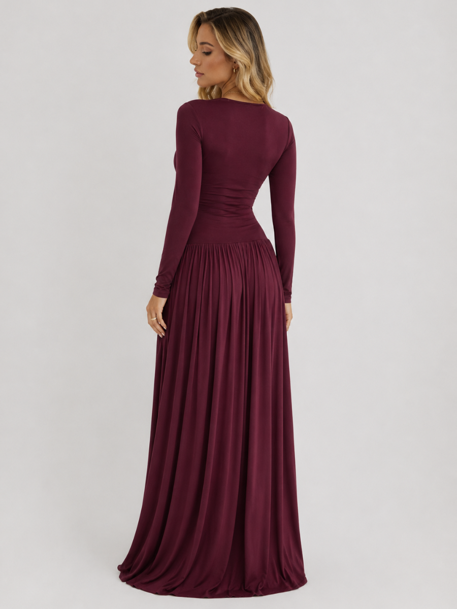 Vestido de Manga Longa Elegante Longo com Renda Modern Dyni
