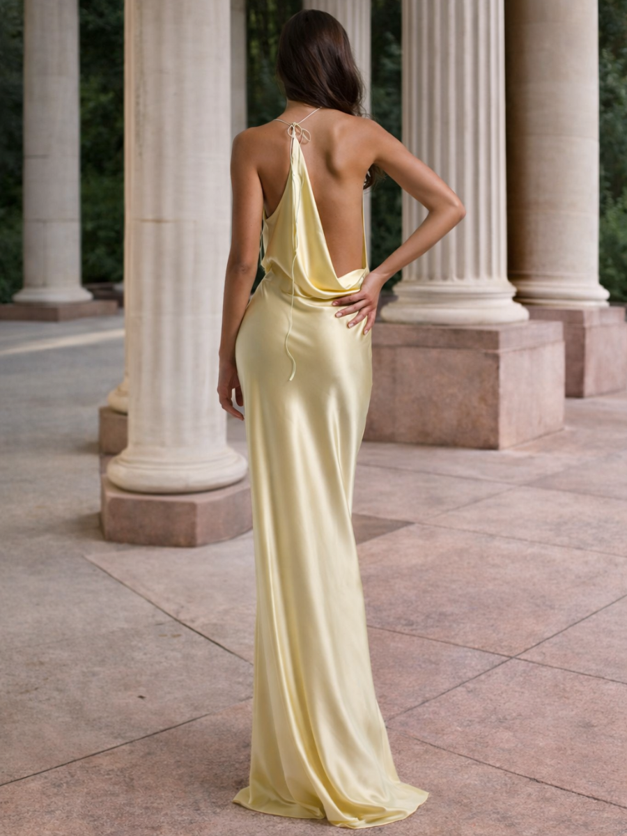 Vestido Longo em Cetim Tianny