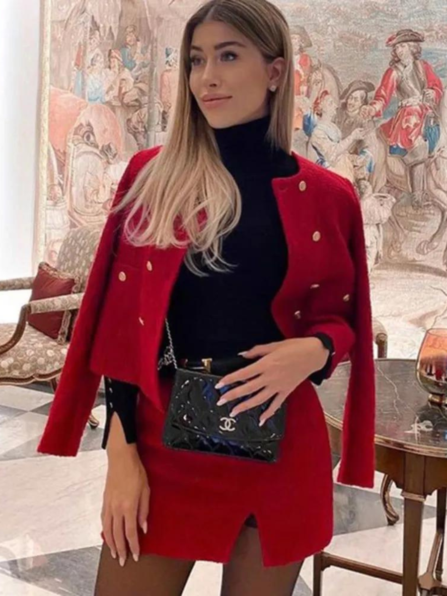 Conjunto Casaco e Saia Modern Ruby