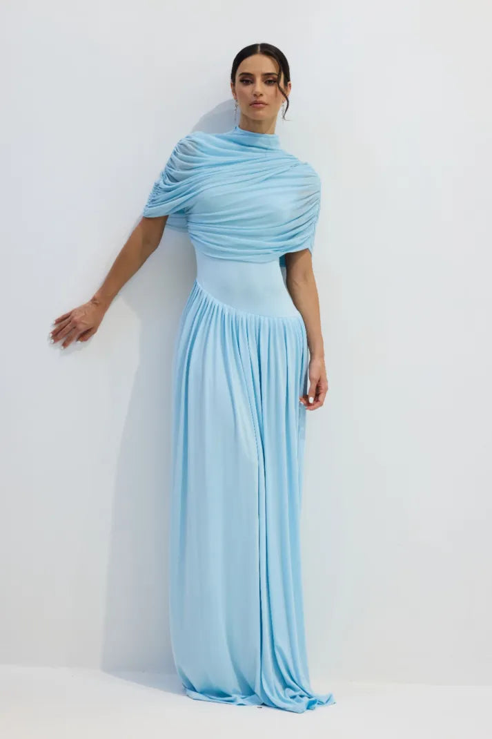 Vestido Longo Drapeado Assimétrico Modern Catherine