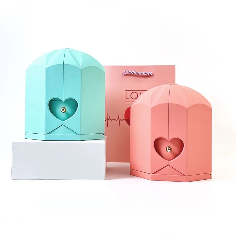 Caixa com Rosa Eterna & Colar Coração Personalizado - Para Minha Mãe