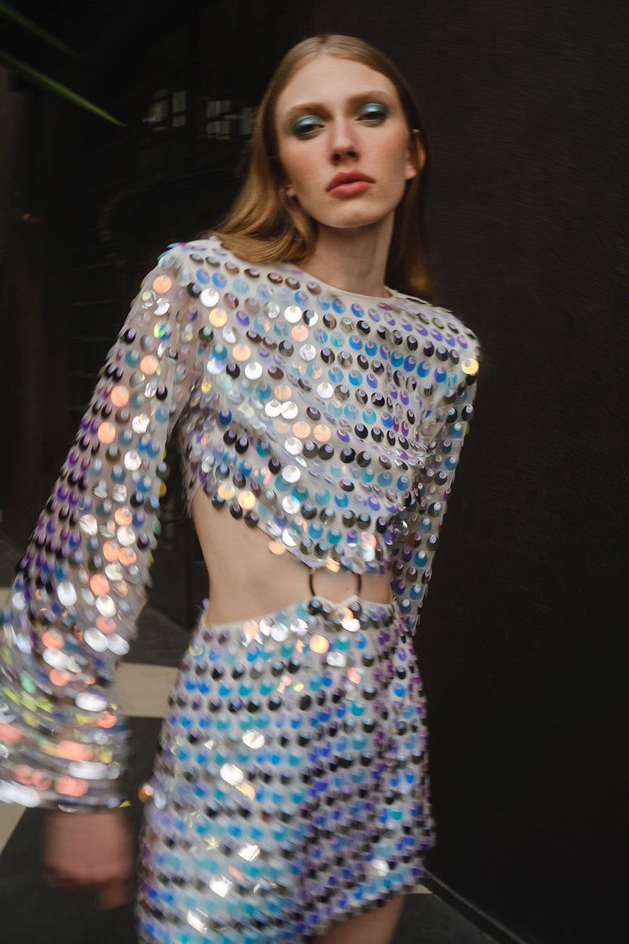 Vestido Manga Longa Paetê Modern Glin