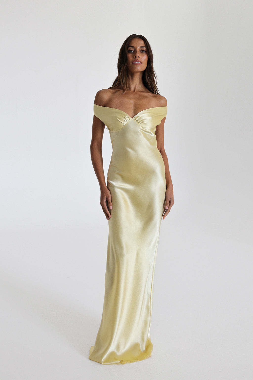 Vestido Longo Ombro a Ombro Cetim Jaine