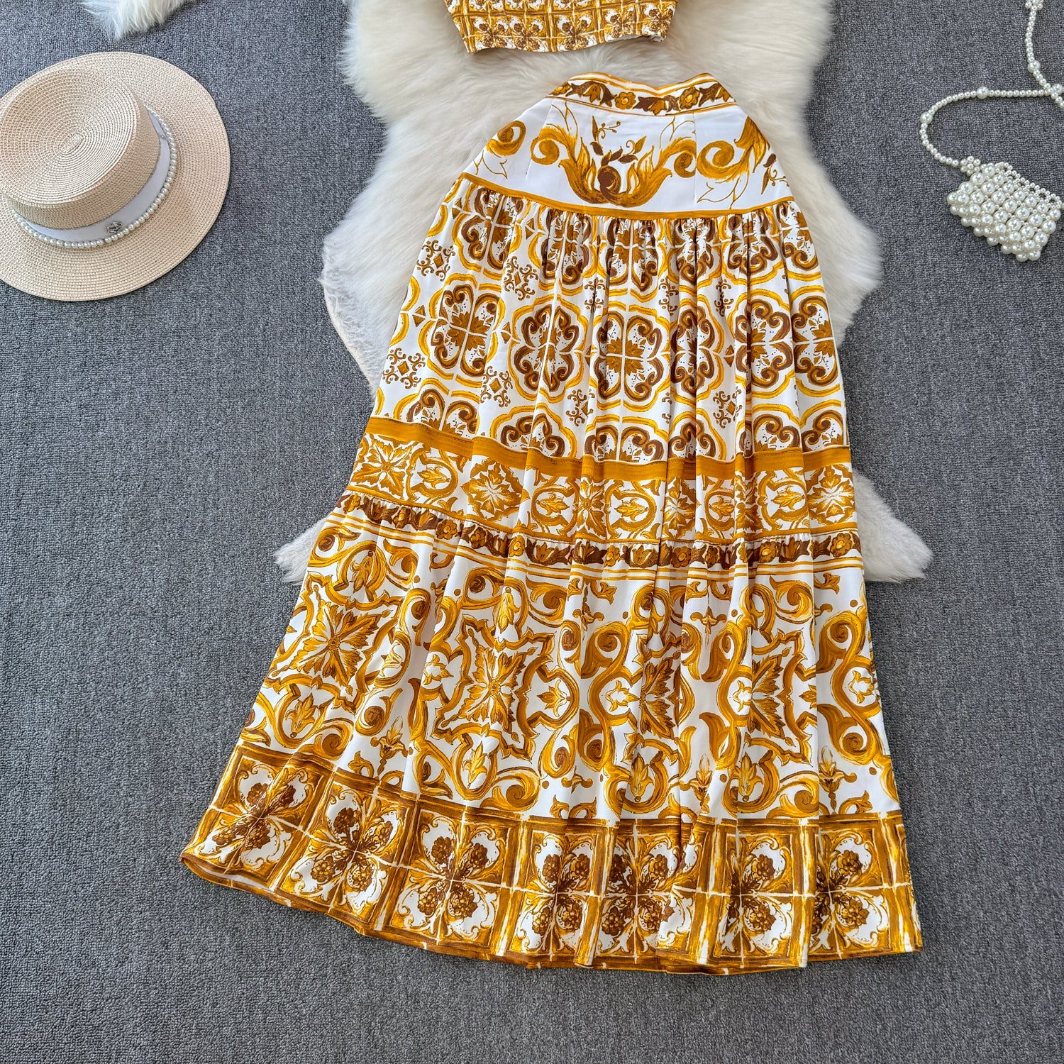 Conjunto de Cropped e Saia Modern Grécia