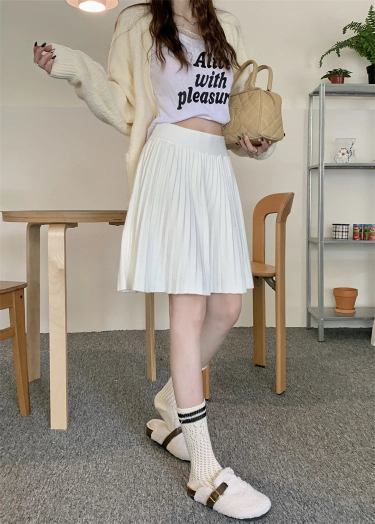 Saia Plissada Cintura Alta Modern Charlie