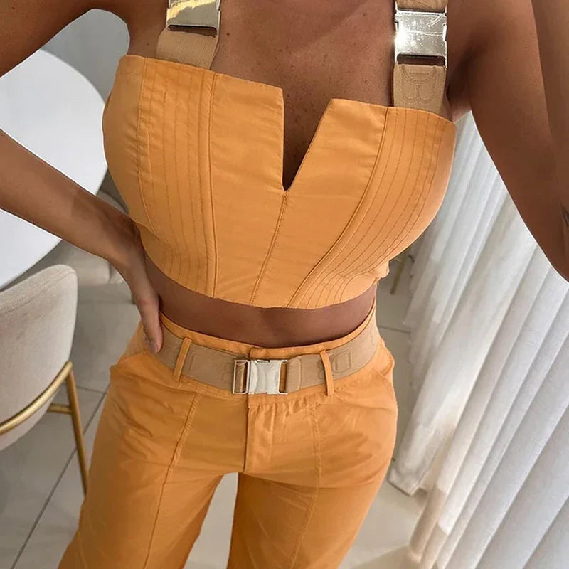 Conjunto Cropped e Calça Alfaiataria Modern Power Vibe