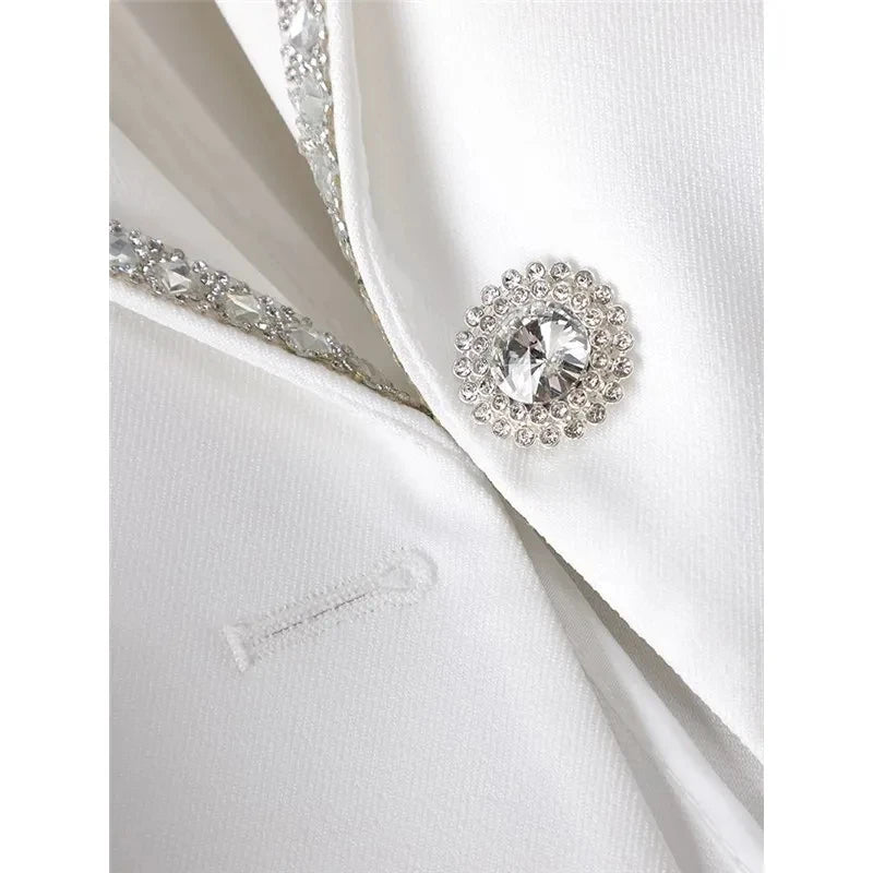 Blazer Feminino 3/4 Clássico com Detalhe de Brilho e Mangas de Tule Modern Antonieta