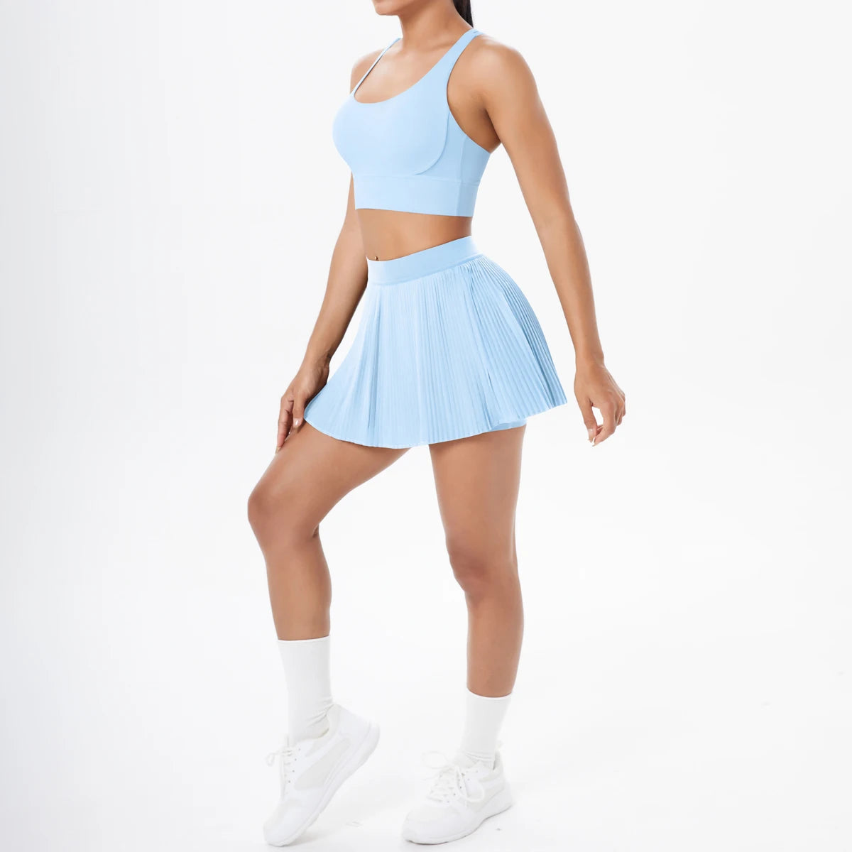 Conj Top e Saia Sob Shorts Modern Celeste