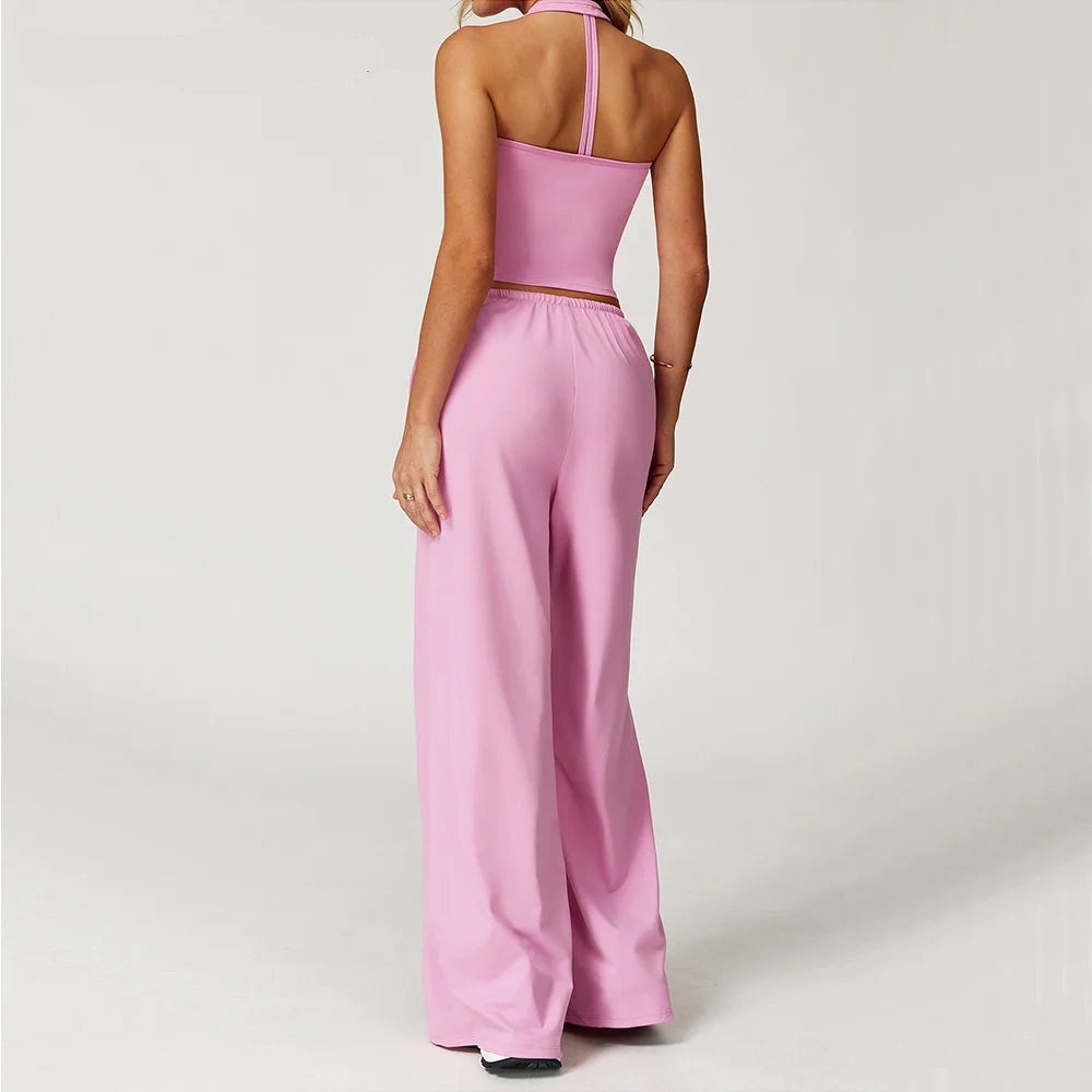 Conjunto Duas Peças Top Cropped e Calça Wide Leg Modern Comfy