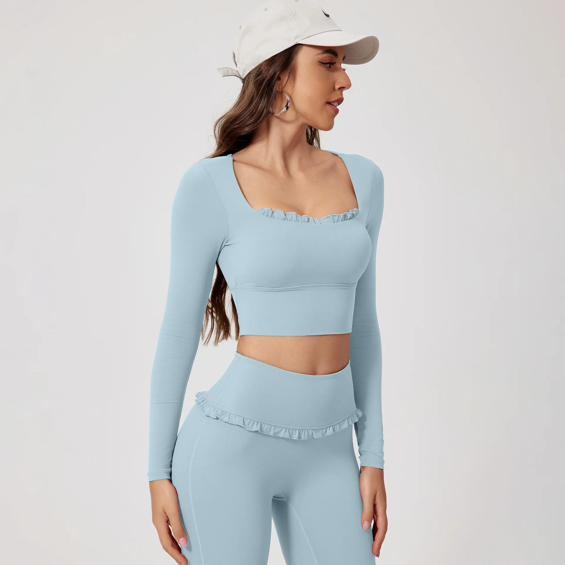 Conjunto Tendência Gringa Top Manga Longa e Calça Flare Modeladora Modern Fluffy
