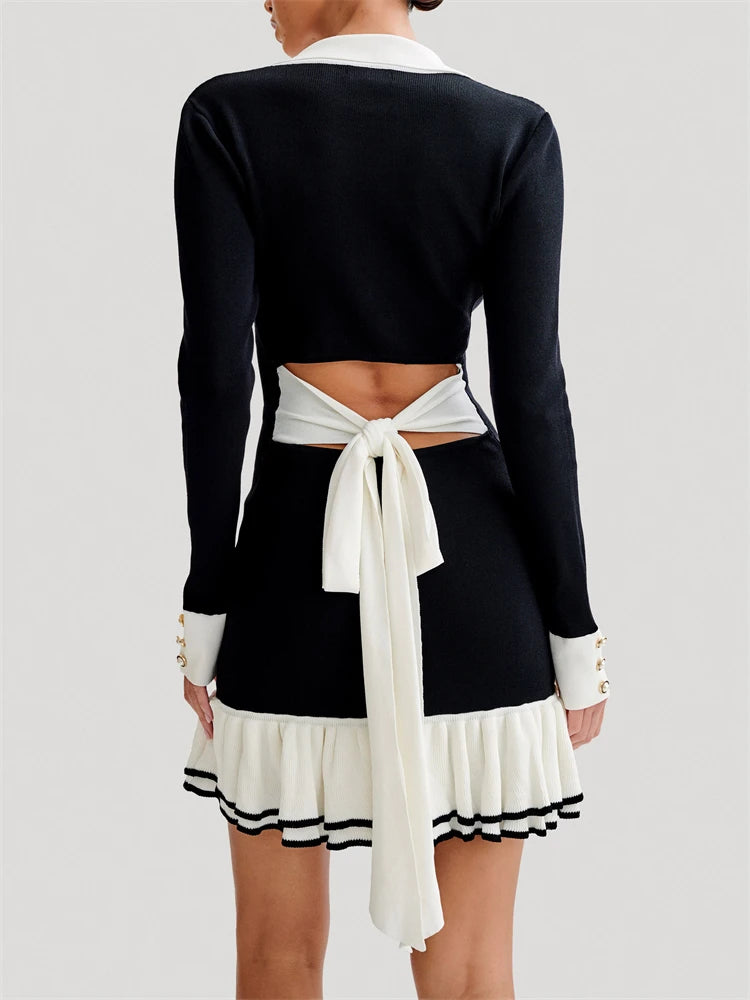 Vestido Curto Manga Longa com Botões Modern Grace