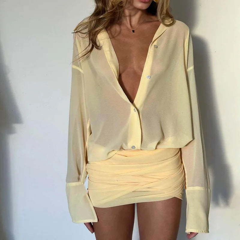Vestido Camisa Curto com Tule Modern Angel