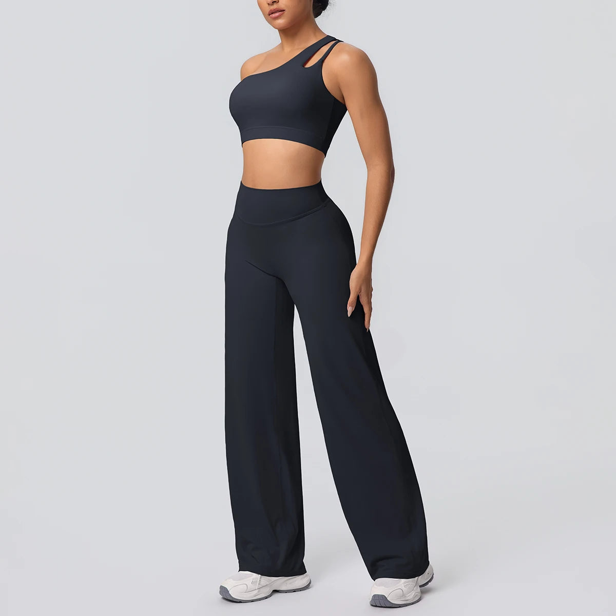 Conjunto Top Ombro Só com Sustentação e Calça Wide Leg Modern Motion