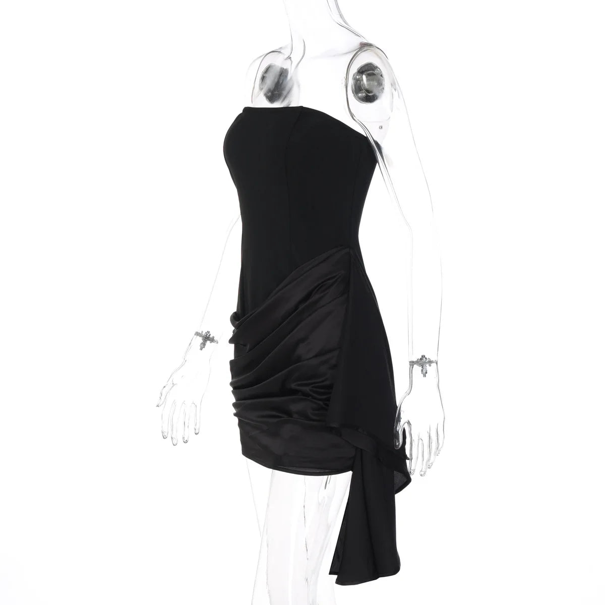 Vestido Curto Preto com Drapeado Modern Ember