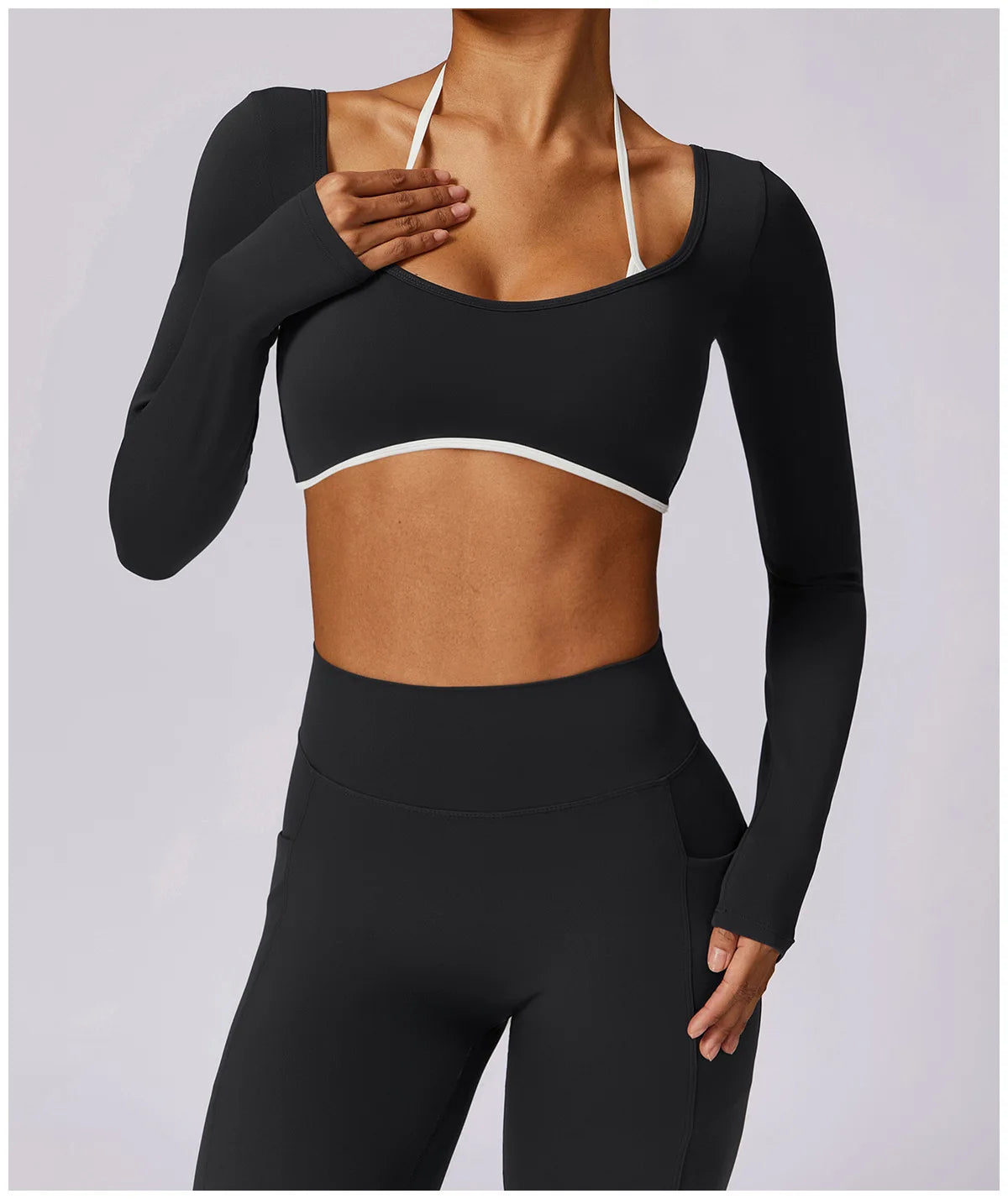 Conjunto Top Manga Longa com Legging Cós V Atrás Modern Shape
