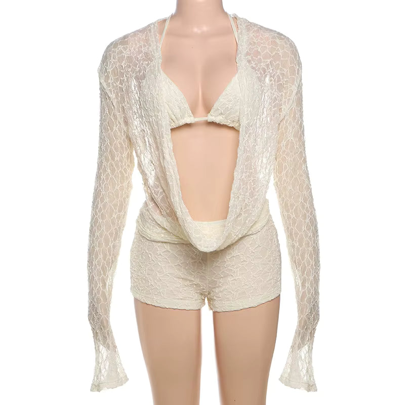 Conjunto Rendado Biquíni Short e Blusa Modern Marella